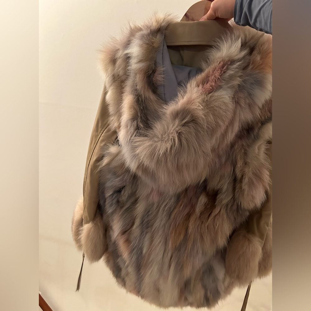 Genuine Dyed Fox Vest with hood